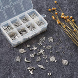 Pandahall 560pcs Tibetan Style Antique Silver Spacer Beads Pendants Charms Kit with Open Jump Rings for Necklace Bracelet Jewelry Making Findings DIY Women Bulk Mixed Styles