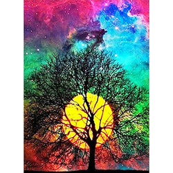 MWOOT DIY 5D Full Drill Diamond Embroidery Painting by Number Kit,Beautiful Bright Moon Diamond Rhinestone Pasted Painting Cross Stitch Crafts for Home Wall Decor (30x40cm),Style B
