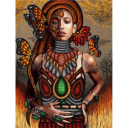 Darmeng DIY 5D Diamond Painting African American, Butterfly Goddess Full Drill Paint with Diamonds Art by Number Kits Cross Stitch Home Wall Craft Decor (30X40cm)