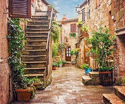 DIY 5D Diamond Painting Numbering Kit Alley Old Town Pitigliano Tuscany Italy Street Amazing Nature Scenic 12" X 16" Adult Children Rhinestone Cross Stitch Painting Kit for Home Decoration