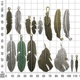 100g Feather Charms Collection - Antique Silver Bronze Patina Big Goose Bird Plume Plumage Pinion