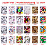 Clay Beads for Bracelet Making Kits, 24 Colors Spacer Flat Heishi Beads Kit with 4 Color Charms Elastic Strings, Letter & Smiley Face Beads for Jewelry Making Adults Girls Teen Crafts 8-12,6500 Pcs