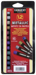 Sargent Art Gallery Non-Toxic Oil Pastel, 7/16 X 3-1/4 in, Assorted Metallic Color, Pack of 12, 0.25 lb - 225222