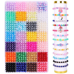DULEFUN Pearl Beads for Jewelry Making 28 Colors Pearl Beads, 1680pcs Multicolor Pearl Beads for Bracelets Necklaces Earrings Making, Round Pearl Beads Kit DIY Crafts Gifts for Girls Kids Adults