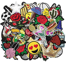 Dandan DIY 50pcs Random Assorted Styles Embroidered Patch Sew On/Iron On Patch Applique Clothes
