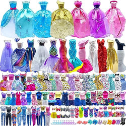 Style Shine 50 Set Doll Clothes and Accessories, 3 Wedding Dresses 3 Evening Gowns 6 Fashion Dresses 6 Set Casual Outfits Top and Pant 2 Swimsuit Bikini, 10 Hanger 20 Shoe Toys for 11.5in Doll