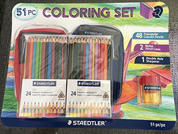 Staedtler Set, 48 Triangular Colored Pencils 2 Nylon Cases Double Hole Sharpener