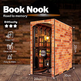 3D Wooden Puzzle, DIY Dollhouse Wood Bookends Book Nook Model Building Kit with LED Light,Wooden Model Kits for Teens and Adults to Build-Creativity Gift for Birthdays, Christmas, Valentines Day