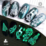 Luminous Christmas Nail Stickers - 650+ Patterns Glow in The Dark Snowflake Nail Art Decals 3D Snowflake Elk Leaf Snowman Santa Candy Self Adhesive Winter Fluorescent Xmas Nail Decorations(9 Sheets)