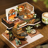 GuDoQi DIY Miniature Dollhouse Kit, Tiny House kit with Dust Cover and Music, Miniature House Kit 1:24 Scale, Great Handmade Crafts Gift for Valentine's Day, Birthday, Forest Teashop