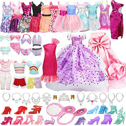 33 Pack Handmade Doll Clothes Set Including 2 Princess Dresses 2 Fashion Dresses 2 Tops and Pants 2 Bikini Swimsuits 10 Shoes and 15 Accessories for 11.5 Inch Doll