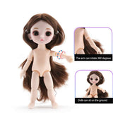 Bjd Doll 16cm 6.2 Inches Foreign Doll Outfit Simulation Joint Girl Child Toy Birthday, B