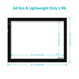 Huion 17.7 Inches (Diagonal Length) 7mm Extra Thin LED Drawing Tracing Stencil Board Table Tattoo Pad Light Box with Multifunctional Stander, Drawing Board Clip, Tracing Paper - A4 Holder