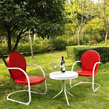 Crosley Furniture Griffith 3-Piece Metal Outdoor Conversation Set with Table and 2 Chairs - Red