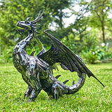 Zaer Ltd. Metal Dragon Statue Decoration (Low Wings, Tail Up)