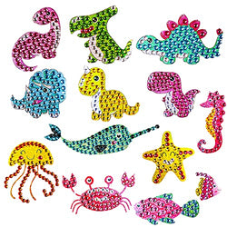 STEVOY Dinosaur Gem Diamond Painting Kit for Kids - Arts and Crafts for Girls Ages 6-12 - Craft Kits Art Set - Make Your Own Stickers - Best Tween Paint Gift, Ideas for Kids Activities Age 6 7 8 9 10