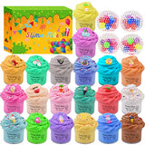 24 Pack Butter Slime Kit, with 4 Stress Relief Balls, Ice Cream, Fruit and Animal Slime Charms, Non-Sticky & Super Stretchy, Slime Party Favors Stress Relief Putty Toy for Girls Boys