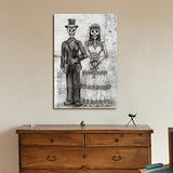 wall26 - Canvas Print Wall Art - Wedding Photo with a Skull Couple - Gallery Wrap Modern Home Art | Ready to Hang - 24x36 inches