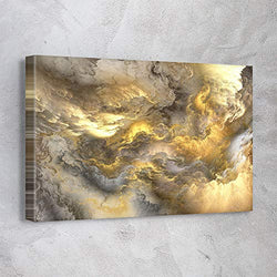 "AWESOMETIK" Moon Clouds Abstract Art Canvas Wall Art Ready To Hang. Made In USA (24in x 18in Gallery Wrapped)