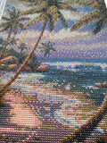 5D DIY Diamond Painting Beach Sea Canvas Pictures Dot by Number Kits Full Drill Seashore Scenery Coconut Tree Arts and Crafts Cross-Stitch Patterns for Living Room Bedroom Kitchen Bathroom