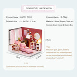 CUTEBEE Dollhouse Miniature with Furniture, DIY Dollhouse Kit Plus Dust Proof and Music Movement, 1:24 Scale Creative Room Idea (Happy Time)