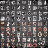 200PCS Gothic Stickers Pack for Laptop, Cool Punk Skull Stickers for Water Bottle Computer Skateboard Phone Case Luggage Guitar, Black and White Horror Stickers for Adults Teens