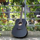 Donner DAG-1B Black Beginner Acoustic Guitar Full Size, 41" Dreadnought Guitar Bundle with Gig Bag Tuner Capo Picks Strap String