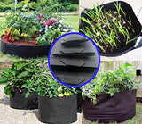 HONGVILLE 5-Pack Grow Bags/Aeration Fabric Pots w/Handles (5-Gallons, Black)