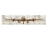 Wall Art Vintage Airplane Painting Pictures Print on Canvas Wall Art for Living Room Bedroom Dining Room Wall Decor and Home Office Decorations, Ready to Hang (16"x16" x 5 Pieces Wood Framed)
