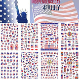 Independence Day Nail Art Stickers Decals, USA Flag Nail Self-Adhesive Sticker Designs, Patriotic American Nail Transfer Decal for 4th of July, Women Girls False Nails Manicure Art Holiday Decorations