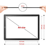 Magnetic A4 Light Box, LED Tracing Light Pad with Touch Button, Thin USB Powered Light Board with Adjustable Brightness for Tattoo Artists, Animation, Sketching, Stenciling, X-Ray Viewing
