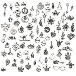 Wholesale 100G(Approx 100PCS) Antique Silver Mixed Charms Pendants DIY for Jewelry Making and