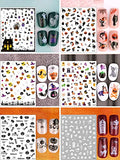 Kalolary Halloween Nail Art Stickers Decals, 1500+ Patterns Pumpkin Bat Ghost Witch Skull Self-Adhesive DIY Nail Sticker Decals for Halloween Party(12 Sheets)