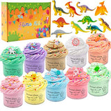 10 Pack Dinosaur Slime Kit for Girls Boys, Scented Butter Slimes with Oreo Mint Rabbit Ice Cream Shark Charms Ect. Super Soft Stretchy and Non-Sticky Slime Toy Favor…