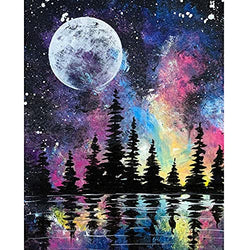 5D DIY Diamond Painting Kits for Adults, Diamond Dots Moon Tree Lake Pictures for Beginners Art Full Drill Crystal Embroidery Canvas Paintings Craft for Home Wall Decor for Living Room 12x16inch