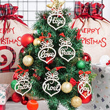 Topbuti 30 Pieces Christmas Wooden Hollow Ornaments Xmas Tree Hanging Tags Unfinished Wooden Letters Crafts Pendant Decor Christmas Holiday Wedding Decorations
