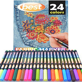 Best Fabric Markers (PACK OF 24 PENS) Non-Toxic - Set of 24 Individual Colors - NO DUPLICATES -
