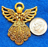 5Pcs. Tibetan Antique Gold Large Detailed Angel Charms Pendants Findings Charms DIY Crafting by WCS