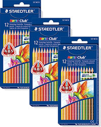 STAEDTLER Noris Club Colouring Pencils, 3 Cartons, Increased Strength, Triangular, Set Of 12