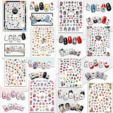 1000 Pcs Halloween Nail Decals Stickers, Self-Adhesive DIY Nail Art Tips Stencil for Halloween Party, Include Pumpkin/Bat/Ghost/Witch (12 Sheets)
