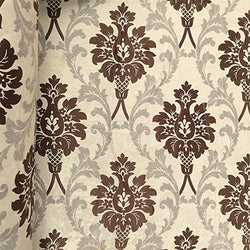 Brown Velvet Jacquard Damask Fabric 118'' Wide sold By The Yard for Curtains, Drapery, Upholstery