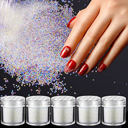 5 Pcs AB Color Caviar Beads Micro Pixie Beads, Nail Crystals Glass Caviar Beads 3D Nail Art Decorations for Nails Design