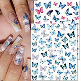 8Pcs Butterfly Nail Art Stickers Decals,3D Butterfly Nail Stickers for Nail Art,3D Self-Adhesive Nail Supplies Colorful Butterflies Wings Designer Nail Sticker for Women DIY Nails Designs Decoration