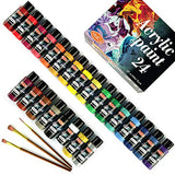 Acrylic Paint Set of 24 Colors 2fl oz 60ml bottles,Non Toxic 24 Colors Acrylic Paint No Fading Rich Pigment for Kids Adults Artists Canvas Crafts Wood Painting