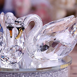 XIANGBAN Crystal Swan Statue Souvenir Collection Round Rhinestone Base Desktop Paperweight