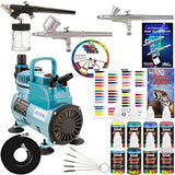 3 Master Airbrush Professional Acrylic Paint Airbrushing System Kit with Powerful Cool Running