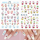 Cartoon Nail Art Stickers Decals Cute Nail Decals Kawaii Designer Nail Stickers Design 3D Self Adhesive Nail Design Stickers Cute Nail Stickers for Little Girls Women Cartoon Nail Decoration