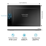 VEIKK A30 Graphics Drawing Tablet with 8192 Levels Battery-Free Pen - 10" x 6" Active Area 4 Touch Keys and a Touch Pad