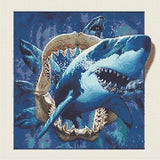 5D DIY Diamond Painting by Number Kits,DIY Diamond Painting kit for Hone Wall Decoration Shark Animal 11.8x11.8Inch