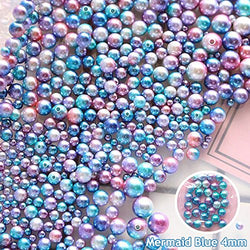 DadaCrafts(TM) 1000PCS 4mm Blue Mermaid Faux ABS Pearl Beads for Jewelry Making